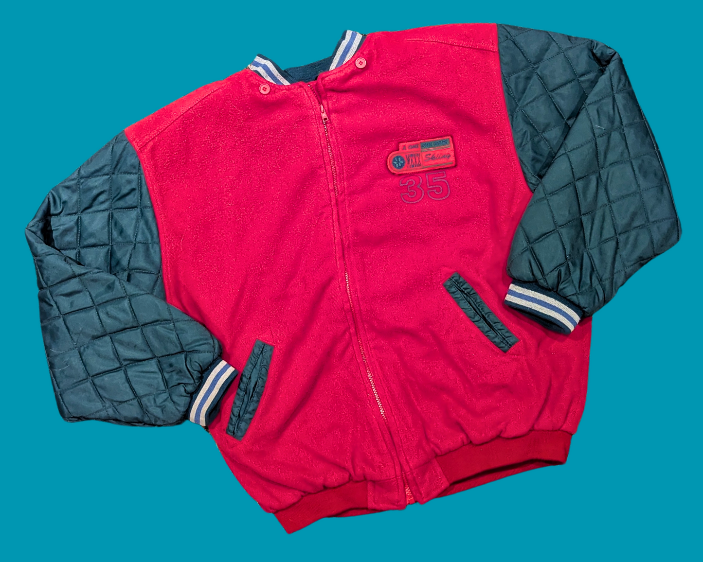 Vintage 1990's Varsity Green and Red Giant Mexx Jacket Size M