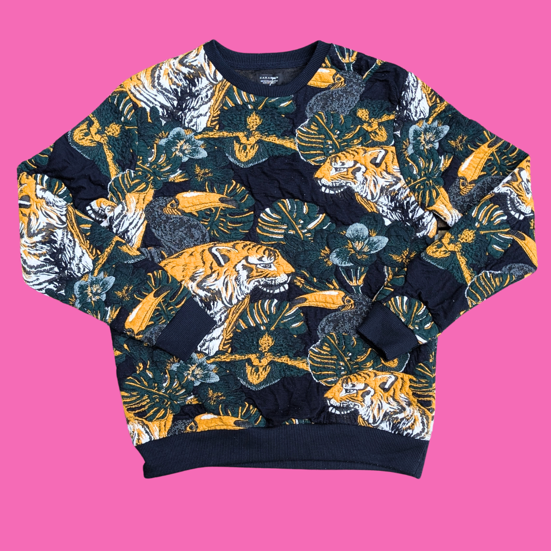 Elegant Animals and Jungle Print Sweater Size M for Men