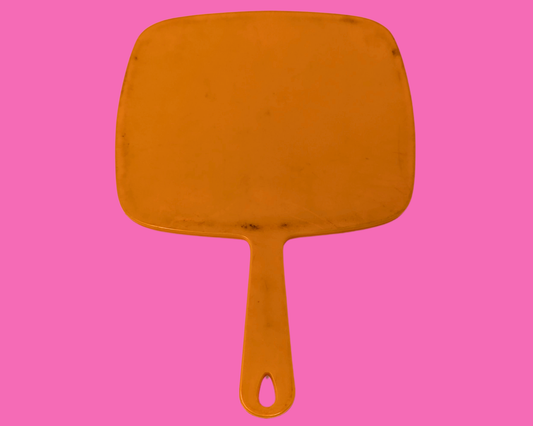 Miroir à main orange vintage des années 1980