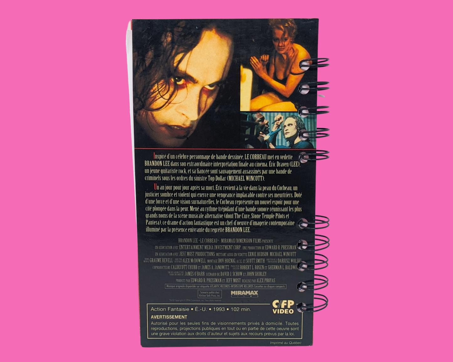 The Crow French Version VHS Movie Notebook