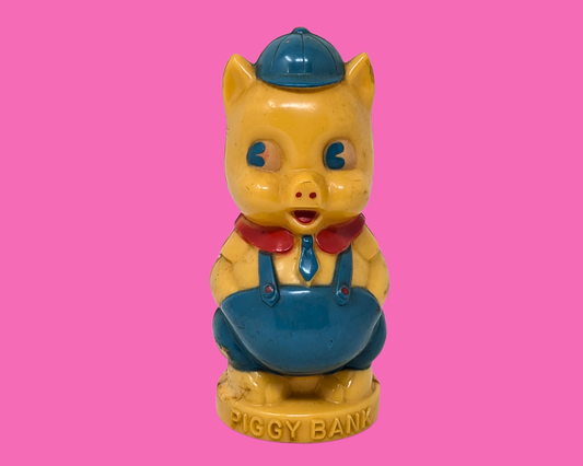 Tirelire en plastique vintage en forme de petit cochon des années 1960, de Reliable, fabriquée au Canada