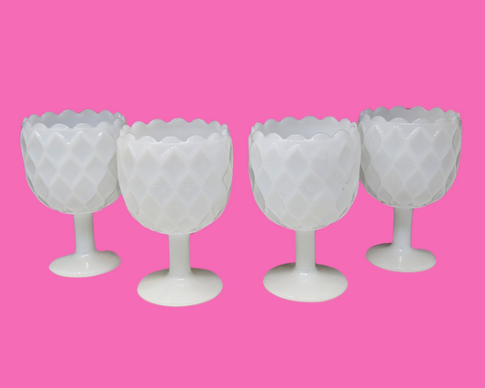 Bols à glace blancs vintage des années 1990, en forme de tulipe
