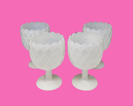 Bols à glace blancs vintage des années 1990, en forme de tulipe
