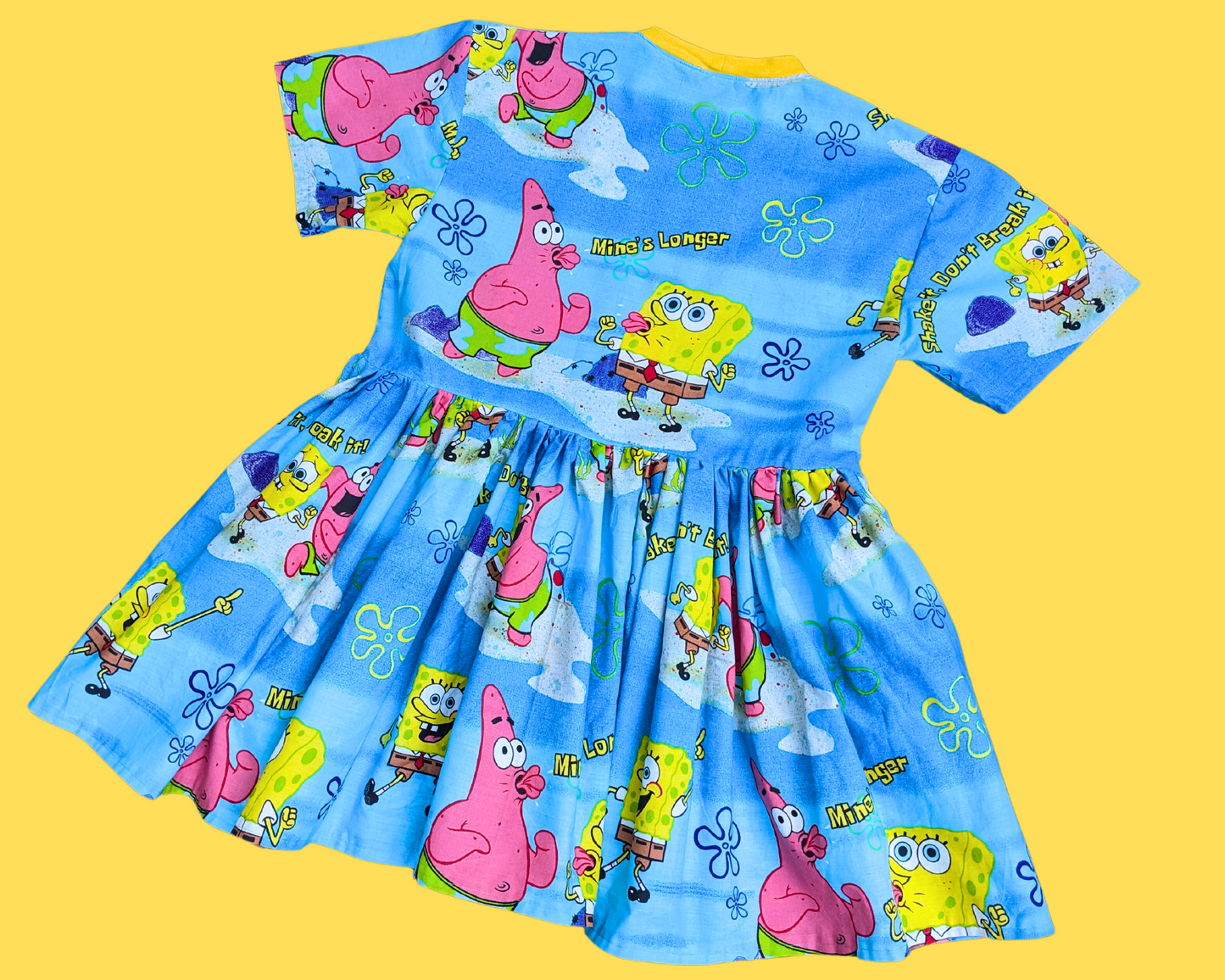 Handmade, Upcycled Sponge Bob Square Pants Bedsheet T-Shirt Dress Fits S-M-L-XL