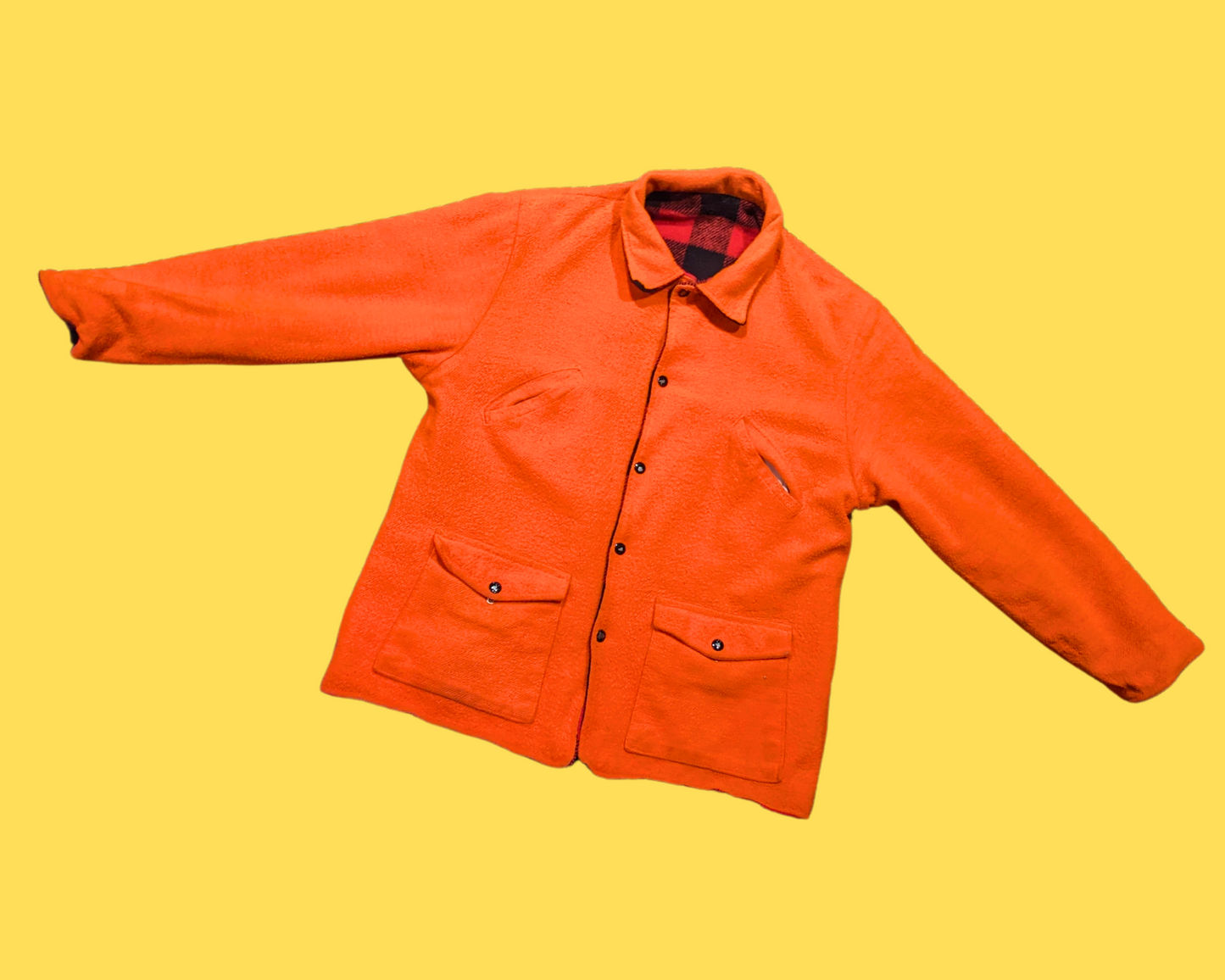 Vintage 1990's Reversible Red Plaid and Orange Lumberjack Jacket Size L