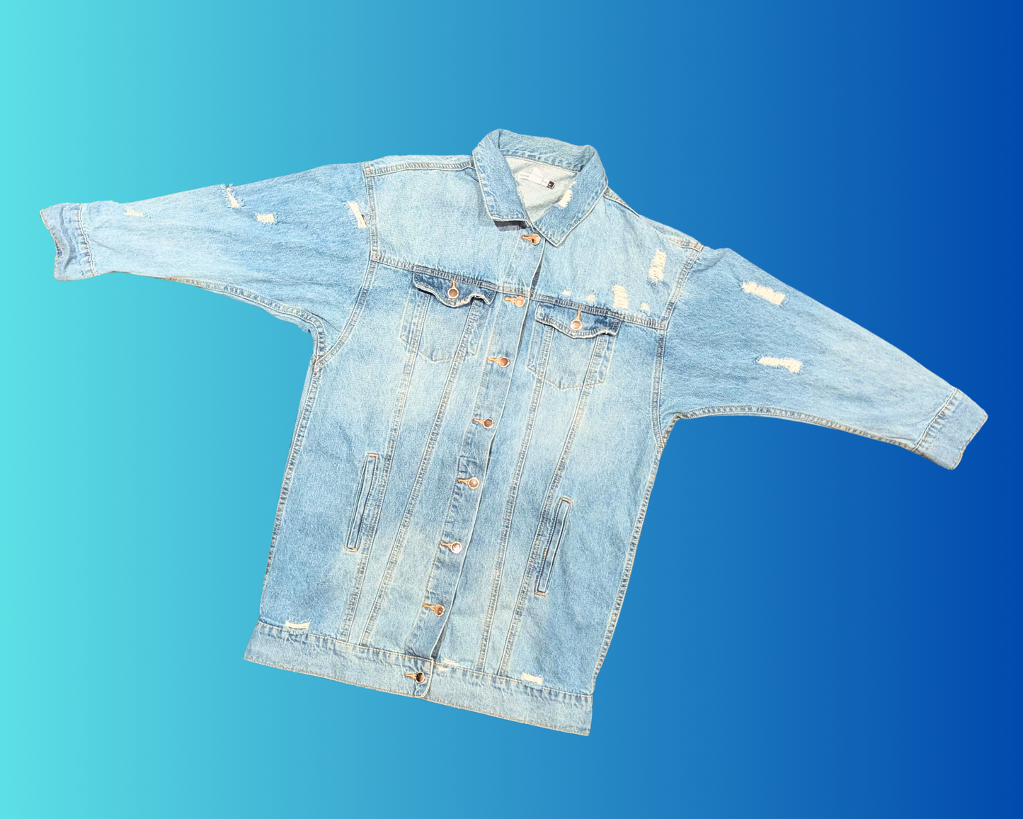 Handmade, Upcycled Aerosmith, Dream On 1973 Long Denim Jacket Size M