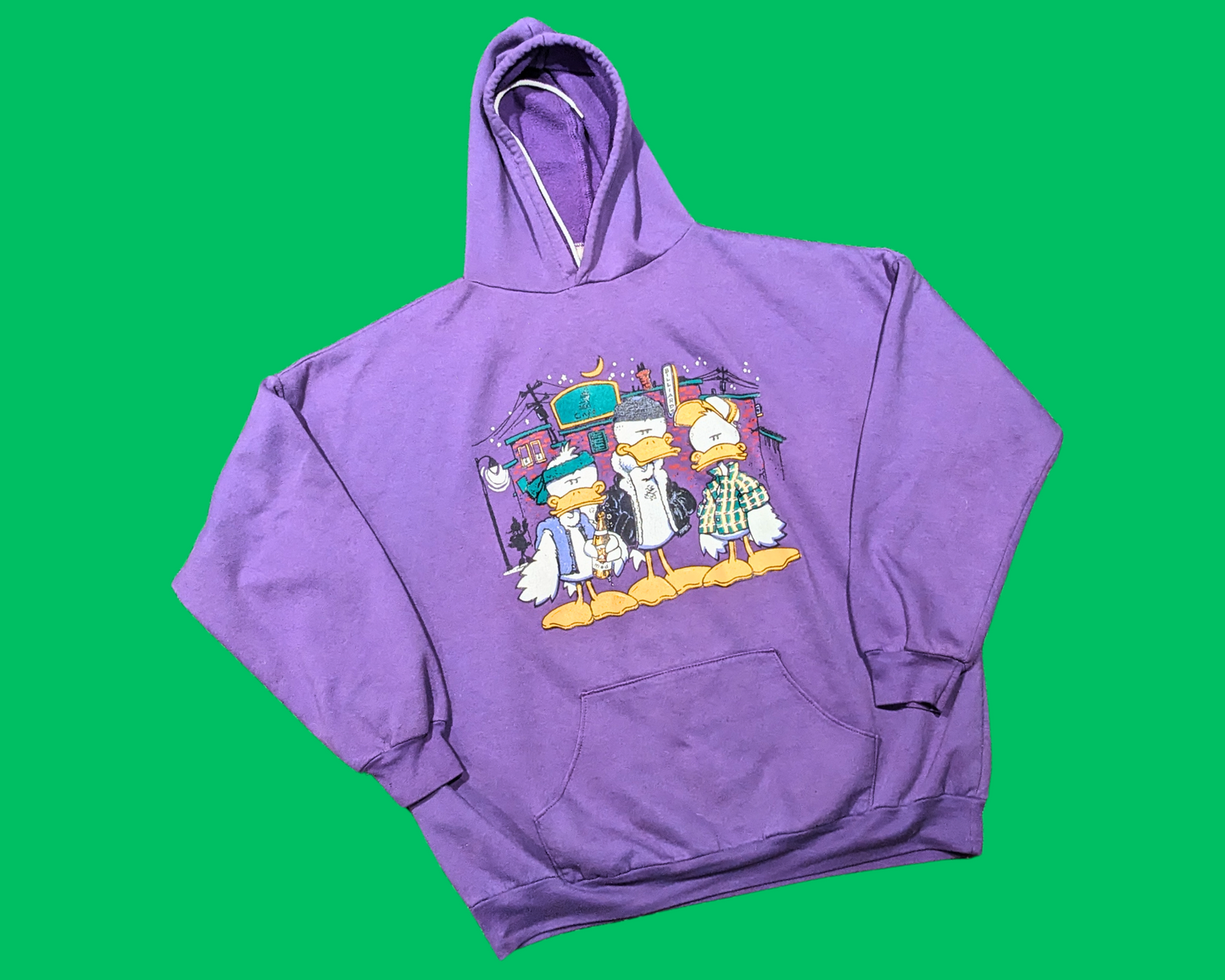 Vintage 1990's Three Cool Ducks Purple Hoodie Size XL