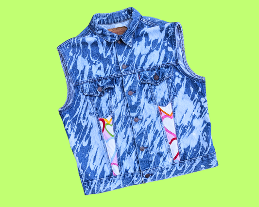 Veste/gilet en jean Levi's Lady Gaga fait main et recyclé, taille XL