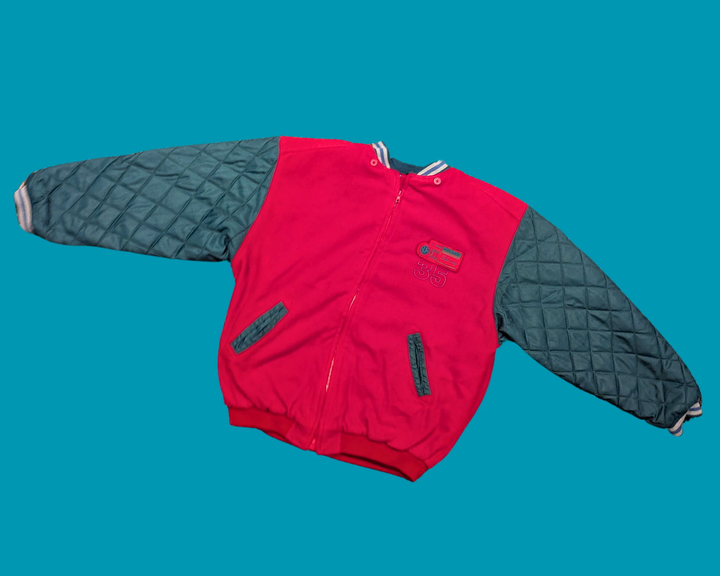 Vintage 1990's Varsity Green and Red Giant Mexx Jacket Size M