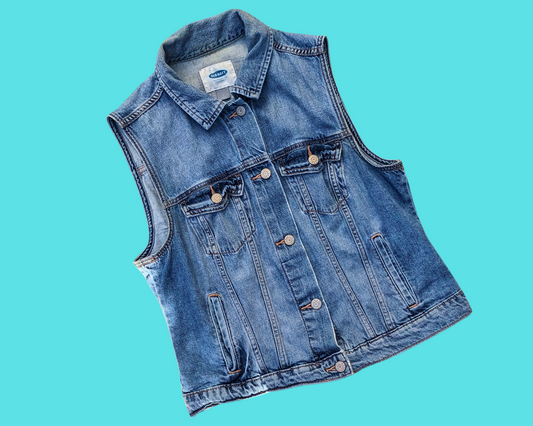 Handmade, Upcycled Scooby Doo Sleeveless Denim Jacket Size M