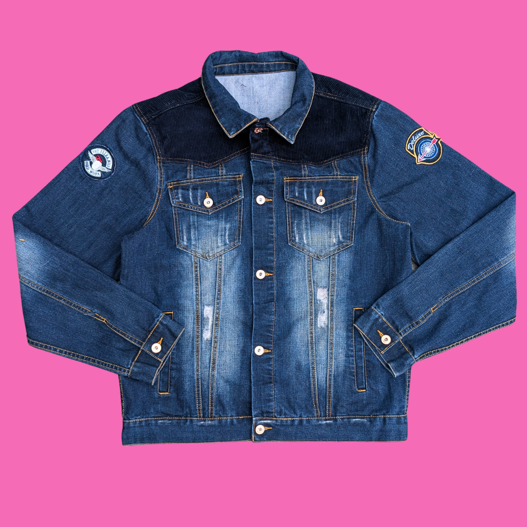 Joker Upcycled T-Shirt Denim Jacket Size 3XL
