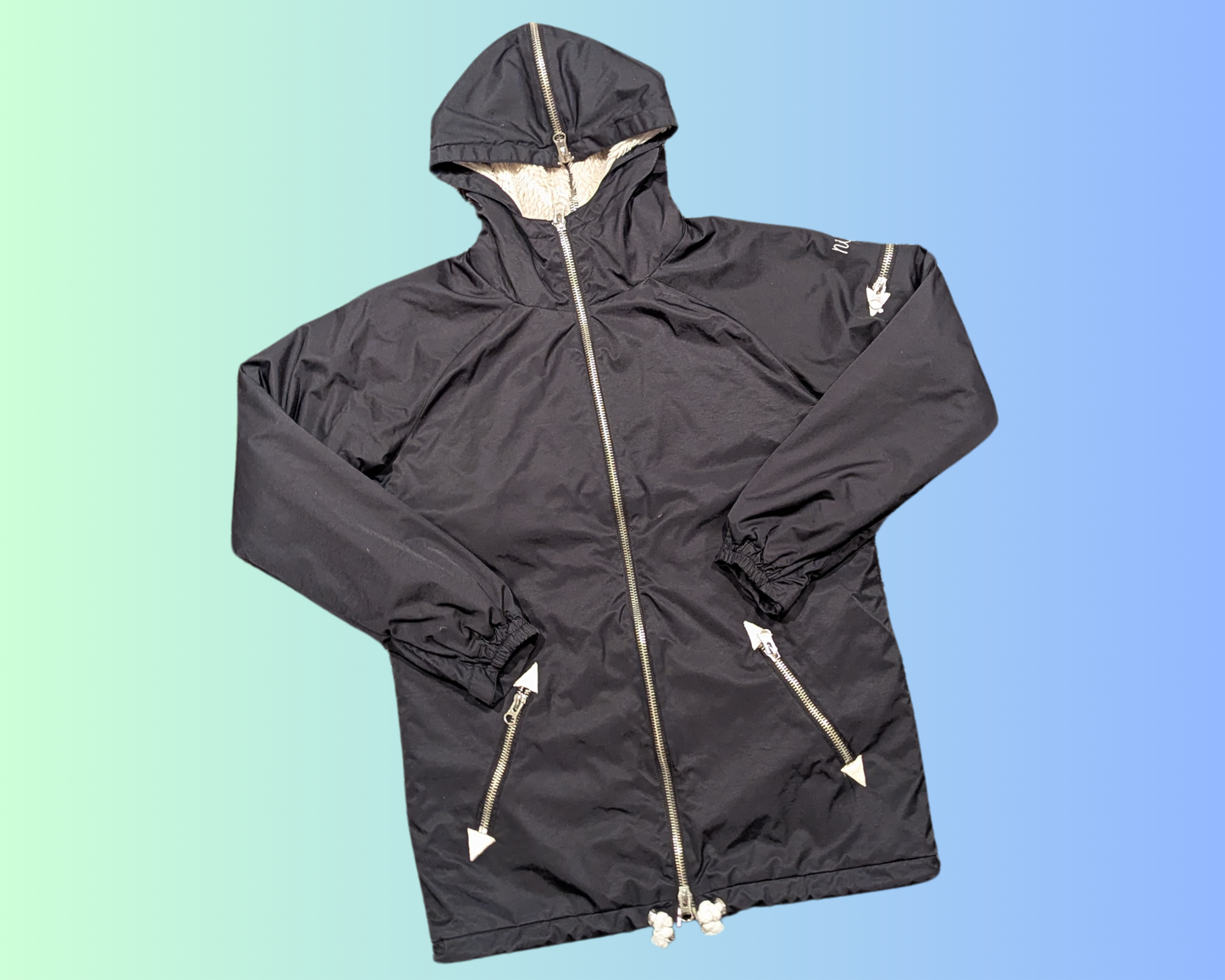Y2K Black Windbreaker Jacket Size S