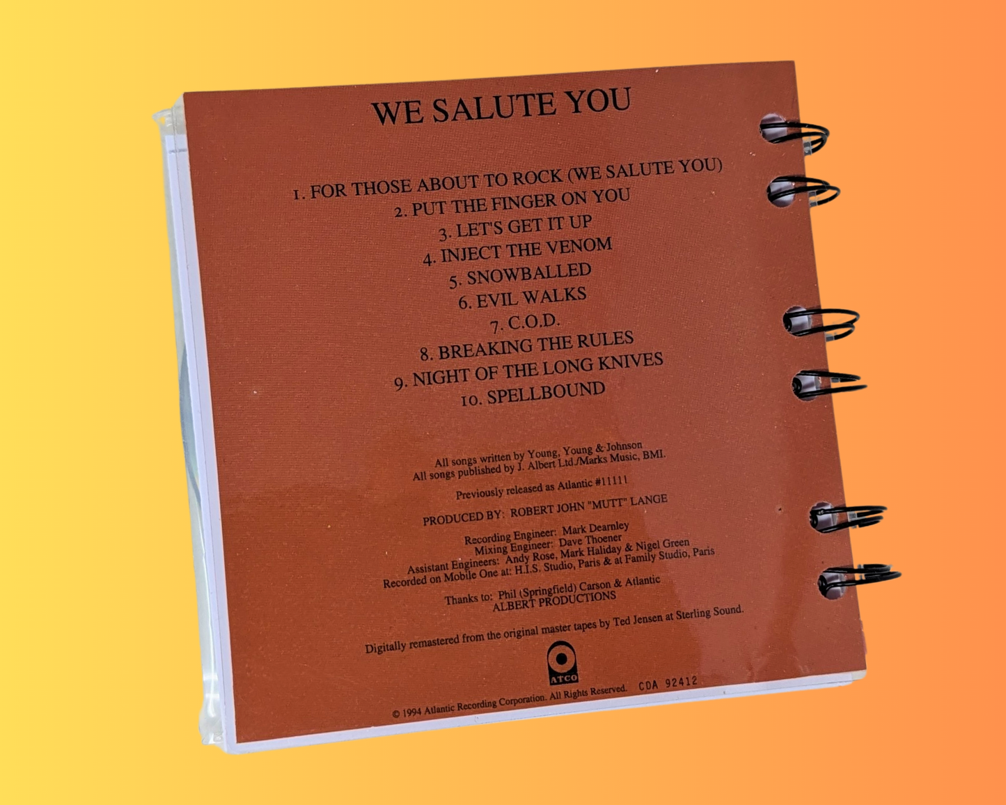 ACDC, For Those About To Rock CD Notebook