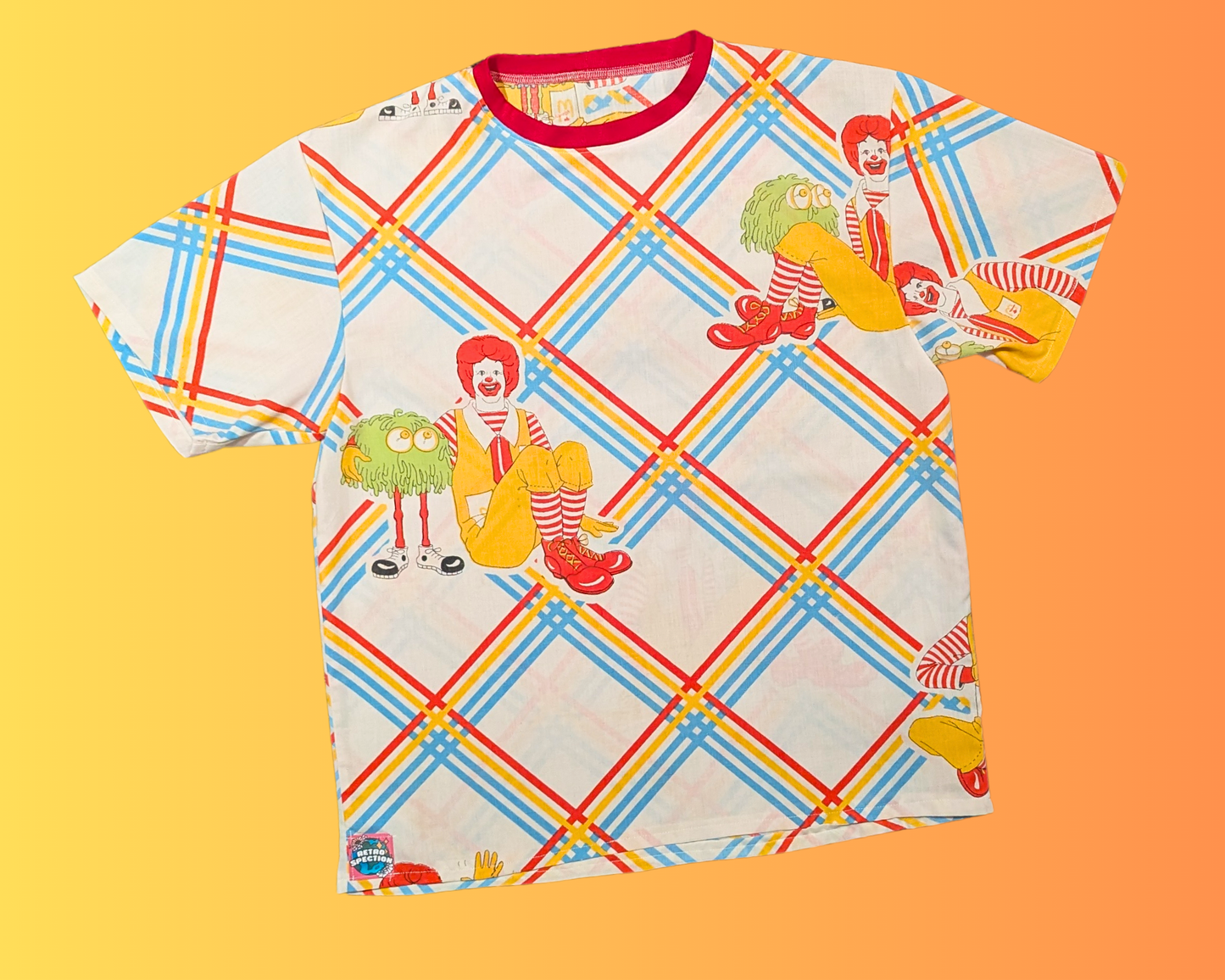 Handmade, Upcycled Vintage 1980's McDonald's Bedsheet T-Shirt Oversized XS - Fits Like A Size M