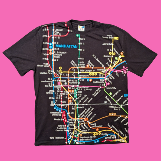 New York City Subway Map T-Shirt Size XL