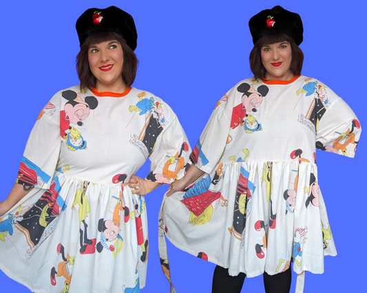 Robe t-shirt drapée et recyclée Mickey Mouse et ses amis de Walt Disney vont au lit, taille 2XL