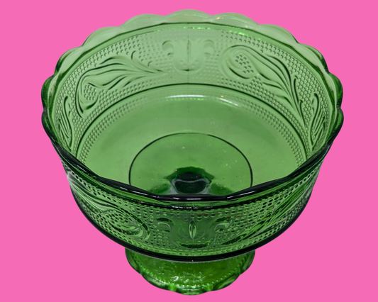 Bol décoratif vintage vert élégant des années 1970