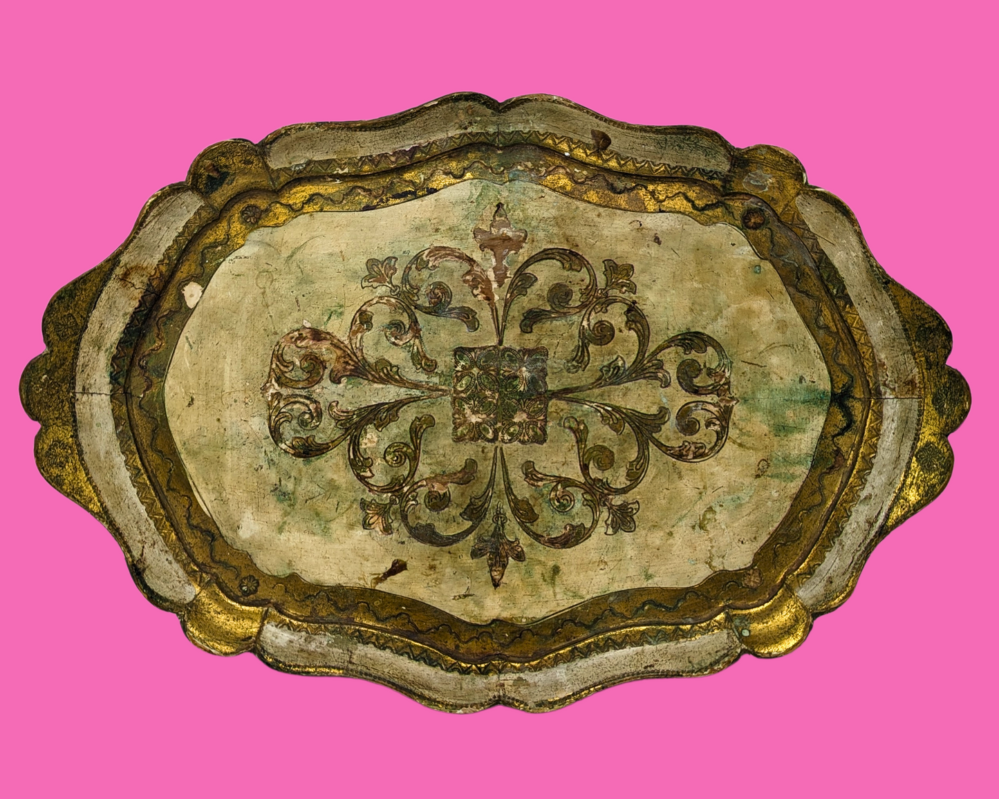 Florentine Gold Wooden Tray Made in Italy