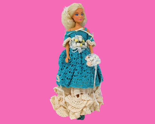 Vintage 1970's Barbie Doll with Hand Crocheted Outfit