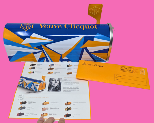 Collectible Veuve Clicquot Champagne Mailbox Shaped Metal Box