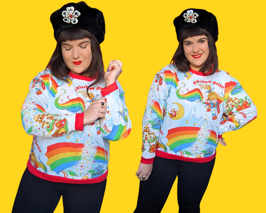 Handmade, Upcycled Rainbow Brite Sweater Oversized M