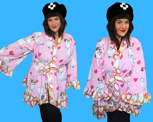 Handmade, Upcycled The Moomins Bedsheet Kimono, Fits All Sizes Up to 5XL