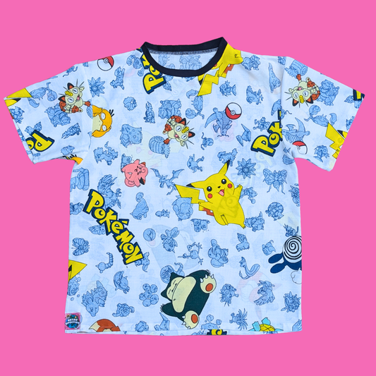 Handmade, Upcycled Pokemon Bedsheet T-Shirt Oversized S-M, Fitted L-XL