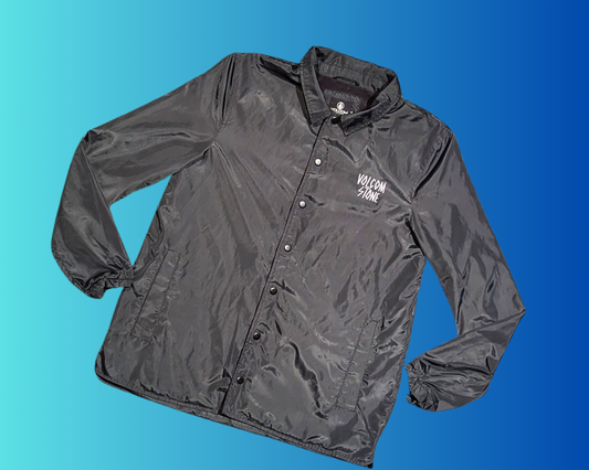 Y2K Black Volcom Stone Raincoat for Kids Size 12 Years Old