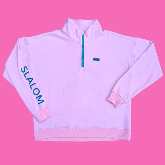 Skiing Illustration Pink Sweater Size L for Women