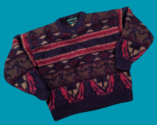 Pull vintage en laine véritable des années 1980, taille XS