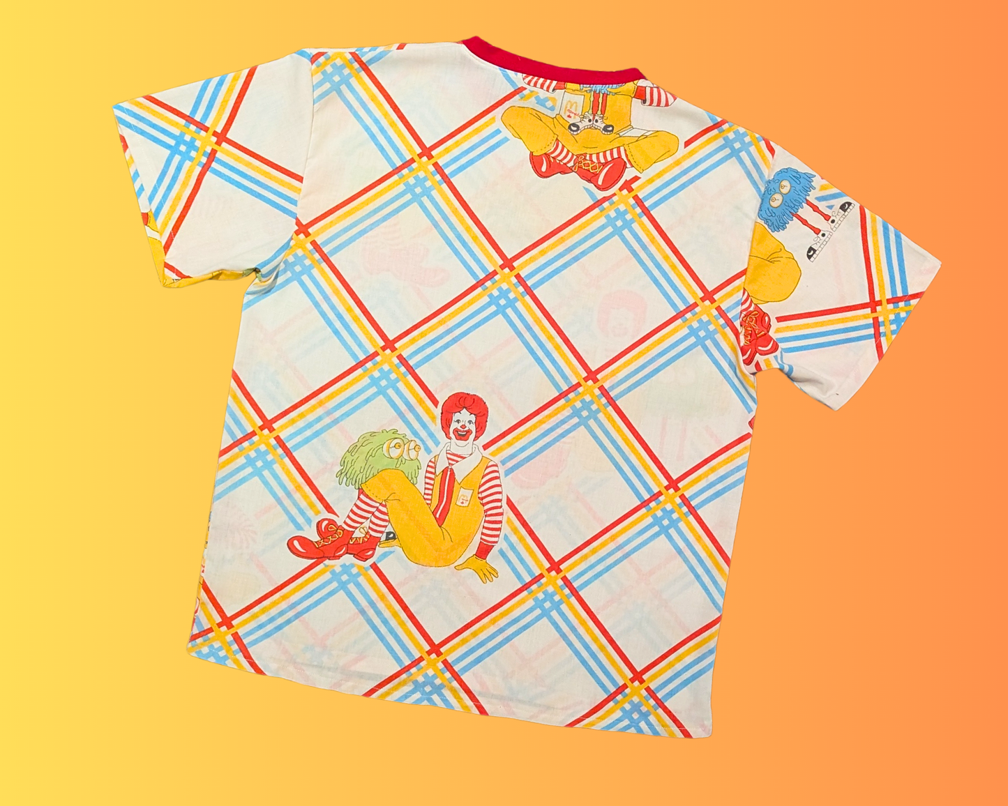 Handmade, Upcycled Vintage 1980's McDonald's Bedsheet T-Shirt Oversized XS - Fits Like A Size M