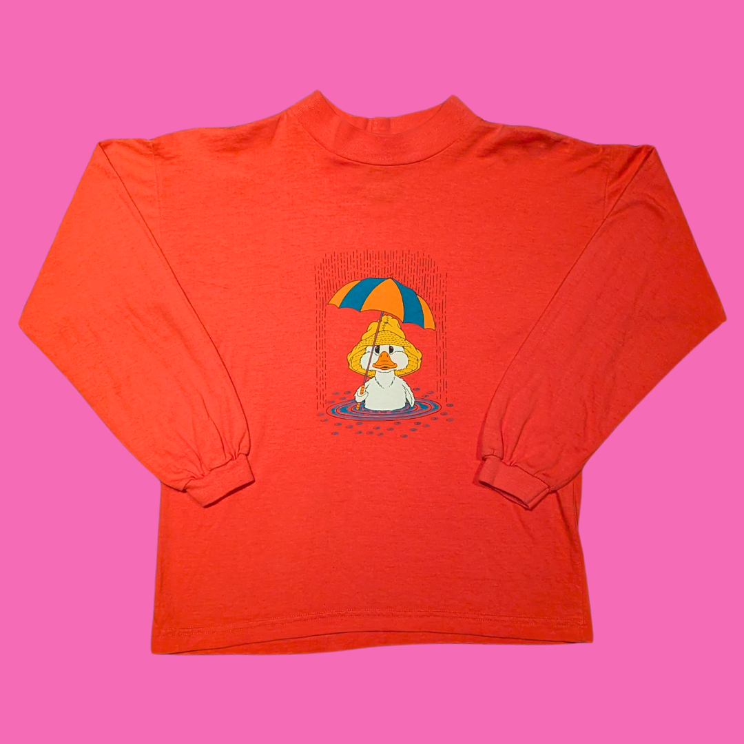 Y2K Original Au Coton, Orange Long Sleeves Shirt Size S