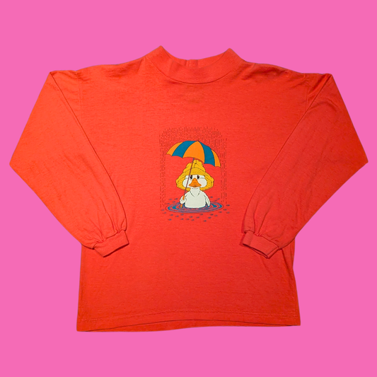 Y2K Original Au Coton, Orange Long Sleeves Shirt Size S