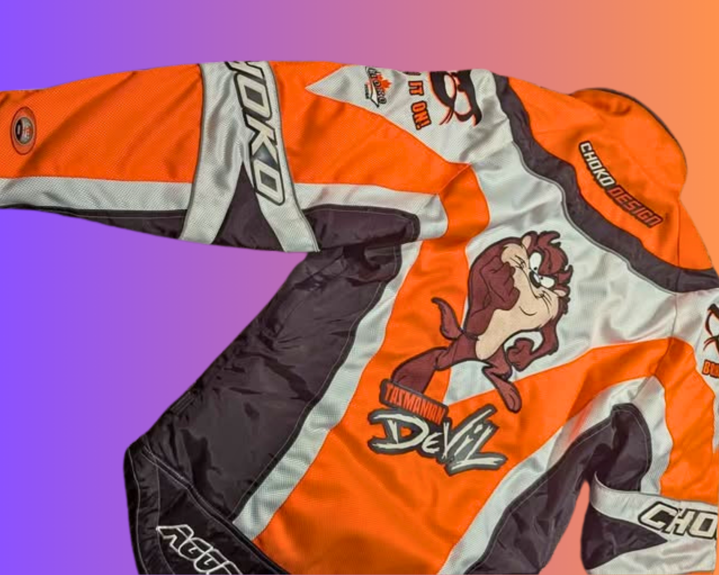Y2K The Looney Tunes The Devil of Tazmania Motorcycle Jacket Size XS