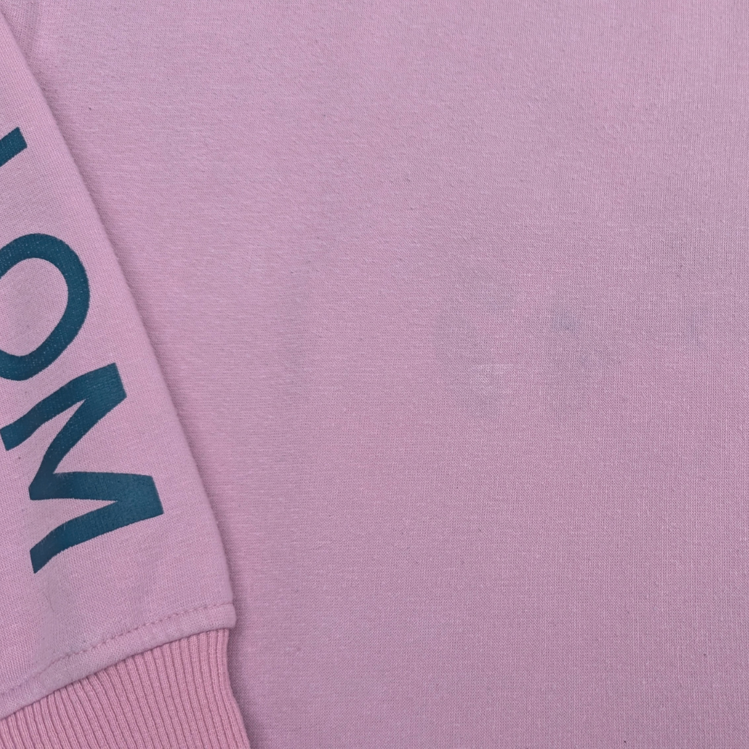 Skiing Illustration Pink Sweater Size L for Women