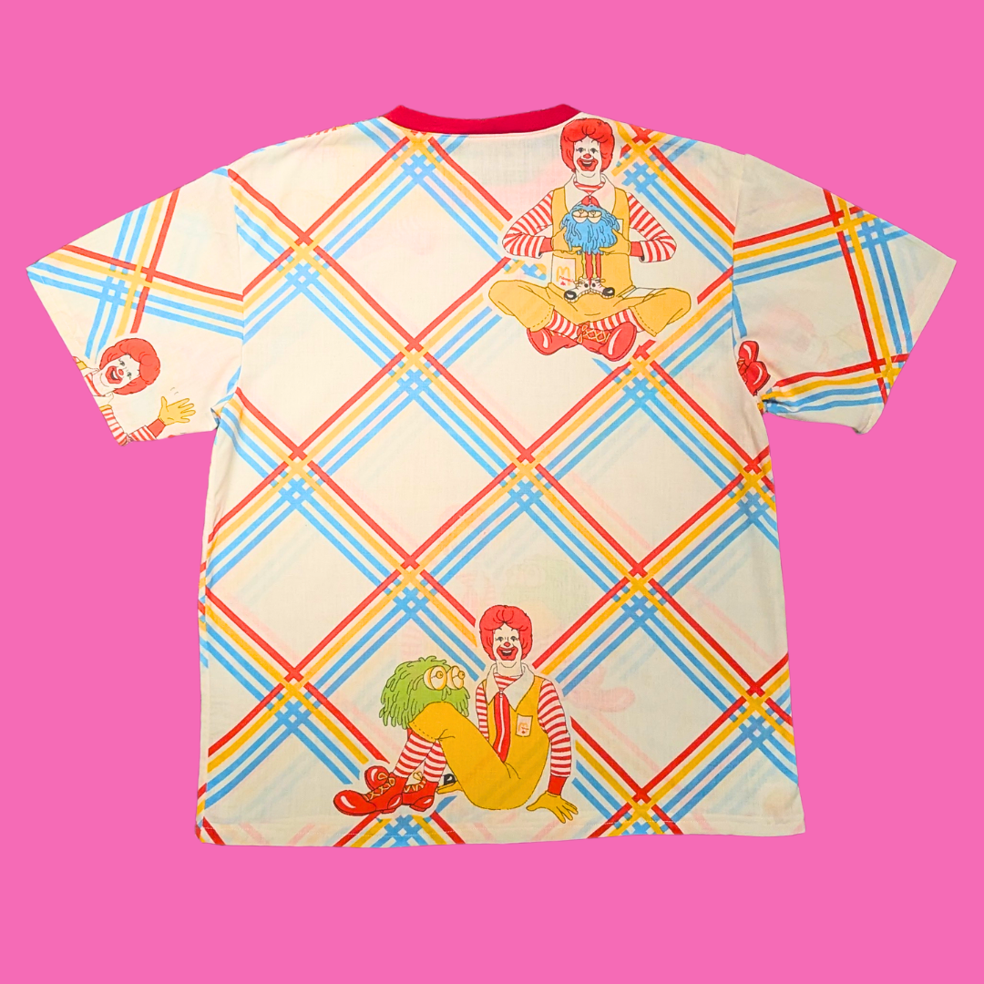 Handmade, Upcycled McDonald's Bedsheet T-Shirt Oversized S-M, Fitted L-XL