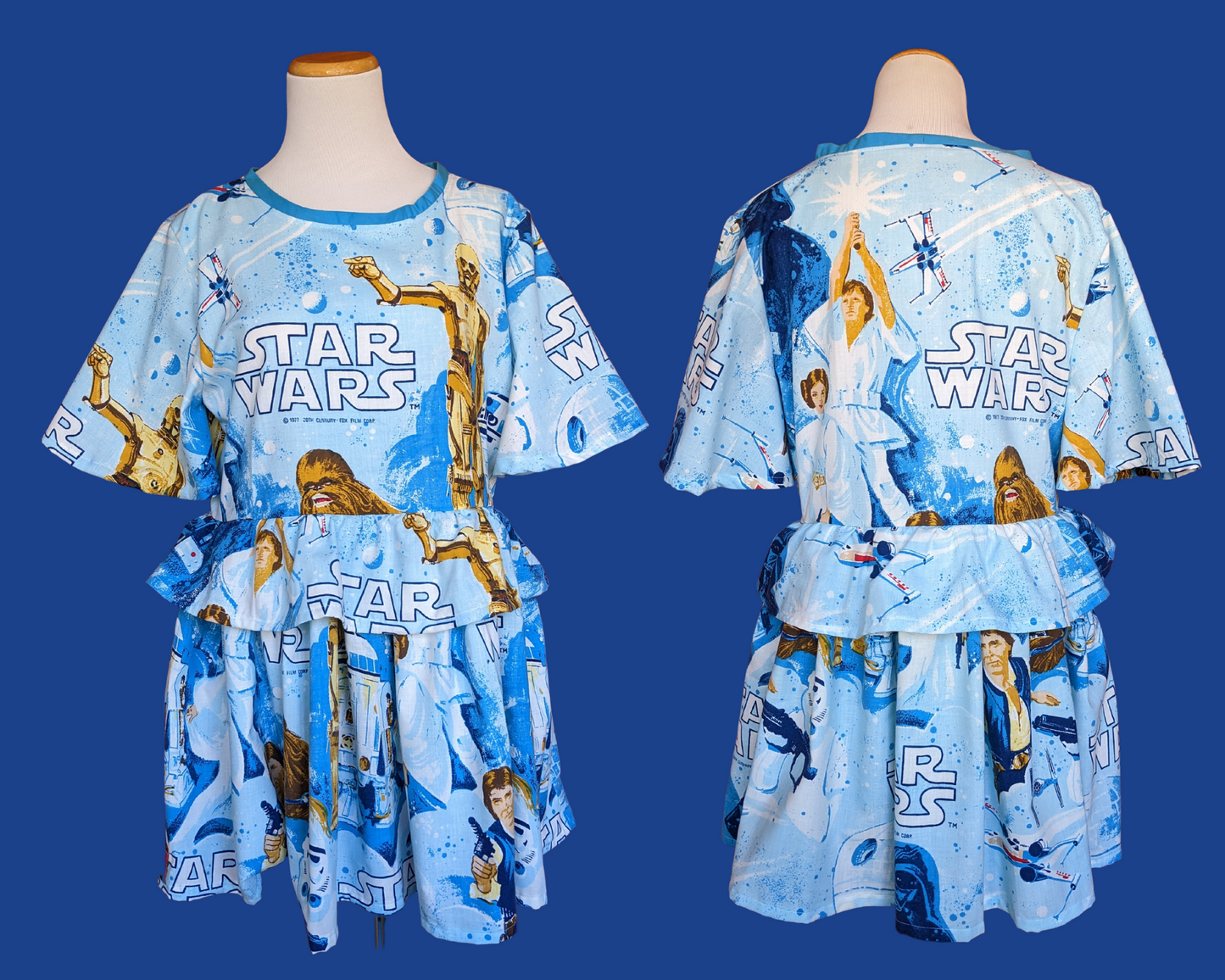 Handmade, Upcycled Vintage 1977 Star Wars, A New Hope Dress with Matching Detachable Collar Size M