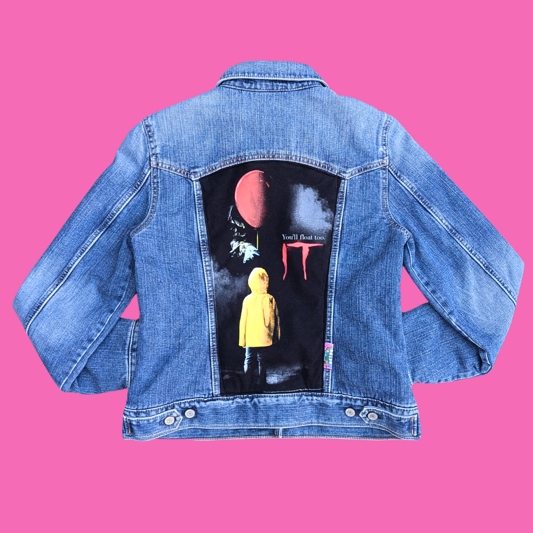 IT Upcycled T-Shirt Warm Denim Jacket Size M for Women