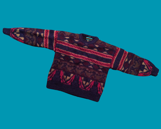 Pull vintage en laine véritable des années 1980, taille XS