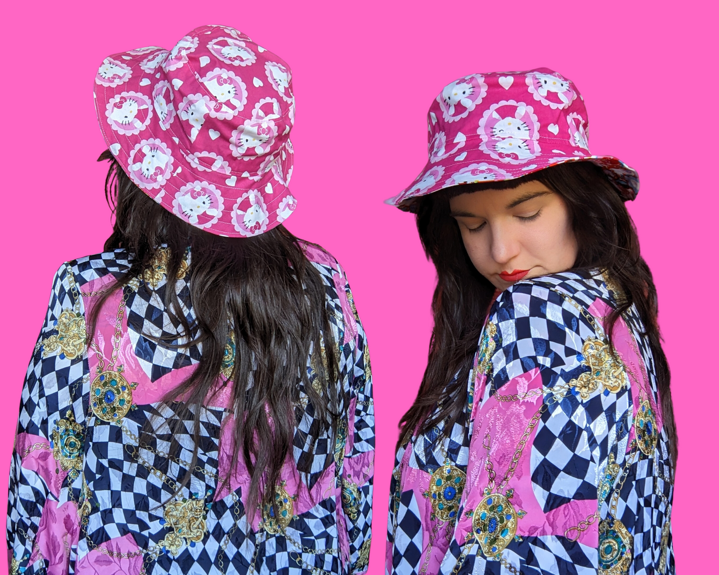 Chapeaux de seau fabriqués sur commande fabriqués à partir de tissus vintage et de chutes de draps pour adolescents/adultes