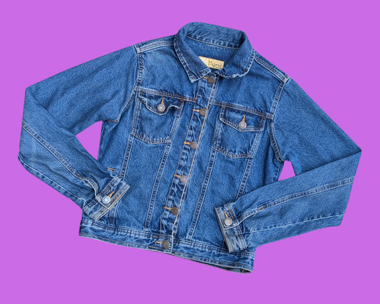 Handmade, Upcycled Romeo + Juliet Denim Jacket Size L
