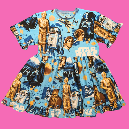 Handmade, Upcycled Vintage Star Wars Bed Sheet Dress Oversized S-M, Fitted L-XL