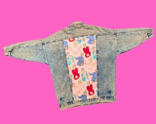 Handmade, Upcycled Golden Girls Denim Jacket L