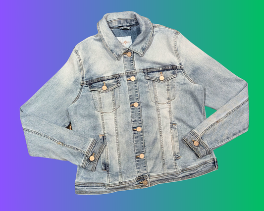 Veste en jean Pink Floyd, The Dark of the Moon, fabriquée à la main et recyclée, taille XL, mais convient à une taille plus petite