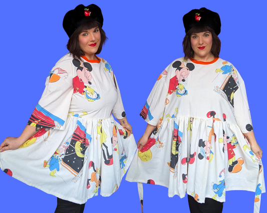 Robe t-shirt drapée et recyclée Mickey Mouse et ses amis de Walt Disney vont au lit, taille 2XL