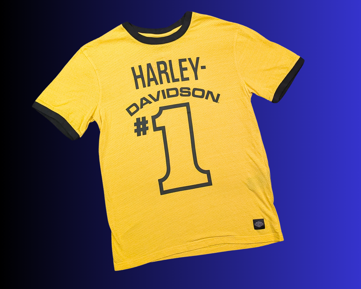 Y2K Yellow Harley Davidson Sports Styled T-Shirt Size M