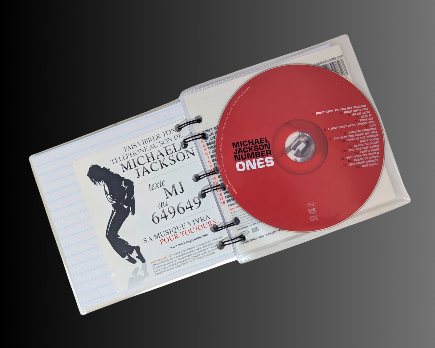 Michael Jackson, carnet de CD Number Ones