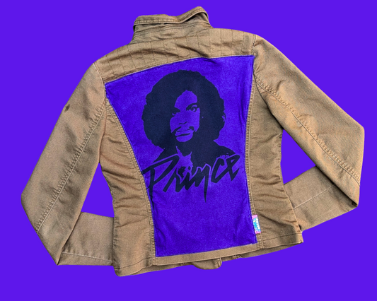 Handmade, Upcycled Prince Denim Jacket Size US 8, M