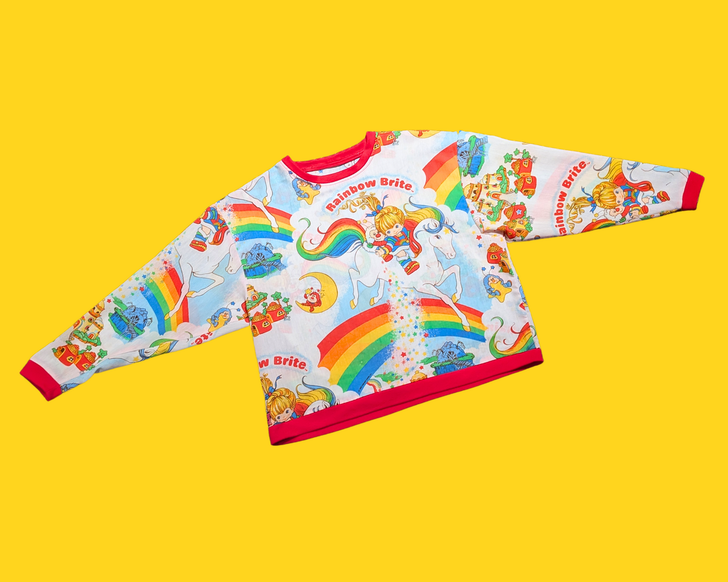 Handmade, Upcycled Rainbow Brite Sweater Oversized M