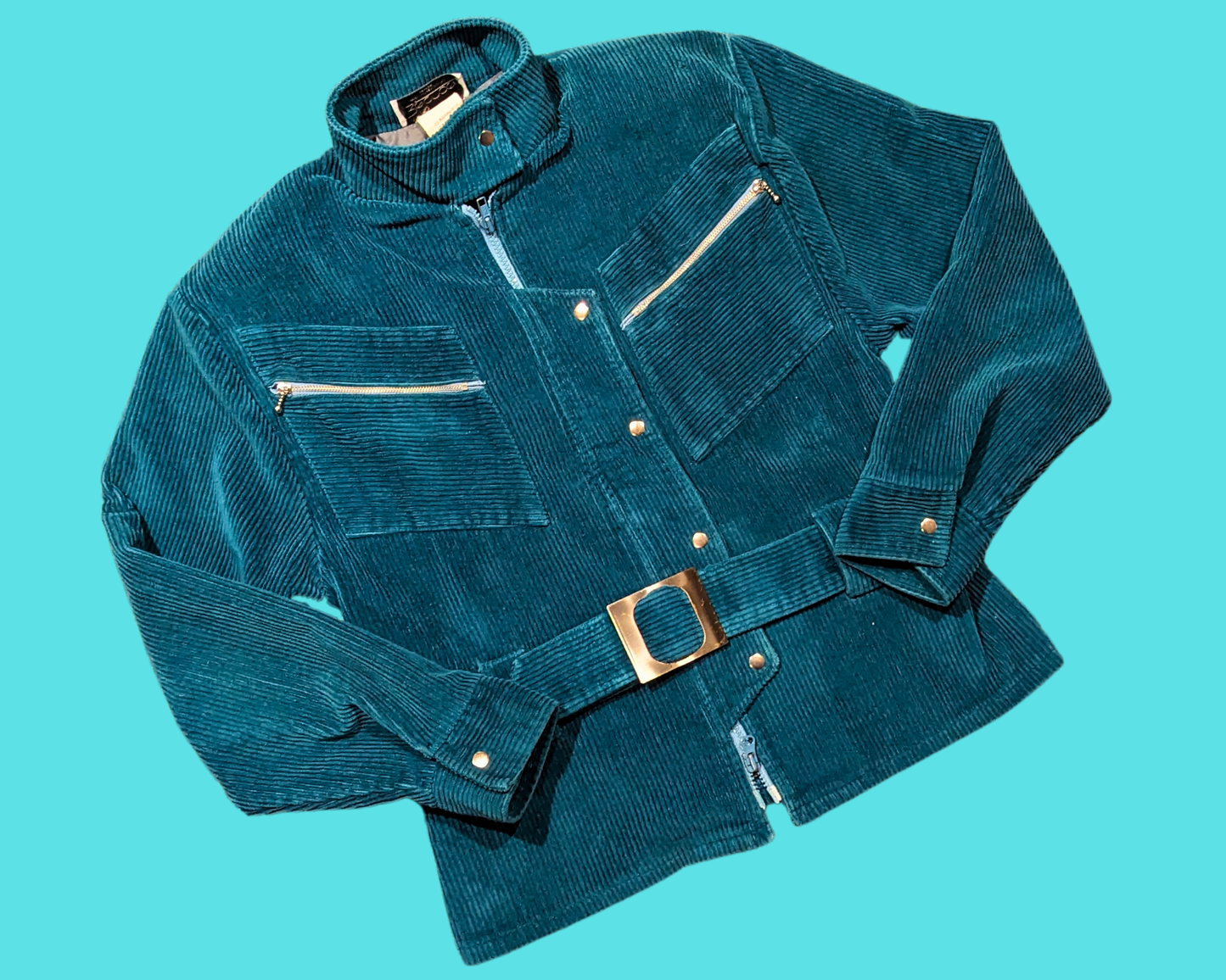 Vintage 1980's Relance Blue Suede Jacket with Belt Made in Canada Size S